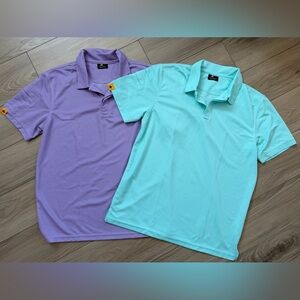 Lot of 2- SR Speed Your Run German Designed Dry Fit Polo - Purple and Mint L